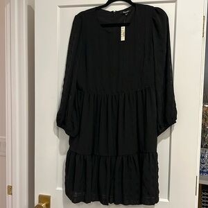 Madewell Puff-Sleeve Ruffle Hem Mini Dress